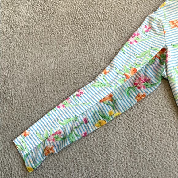 IBKUL Long Sleeve Crewneck Top Striped Floral Womens Medium 50+ Protection Sport - Picture 2 of 14